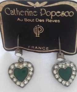 Catherine Popesco Earrings Enamel Heart NEW - Picture 1 of 6
