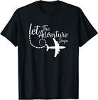 Let The Adventure Begin Inspirational Airplane Travel Mode T-Shirt Black