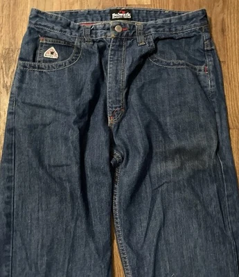 Pantalones de mezclilla Bulwark FR para hombre 34x32 azul resistente al fuego ropa de trabajo recta bolsillo LEER Foto 1 de 4
