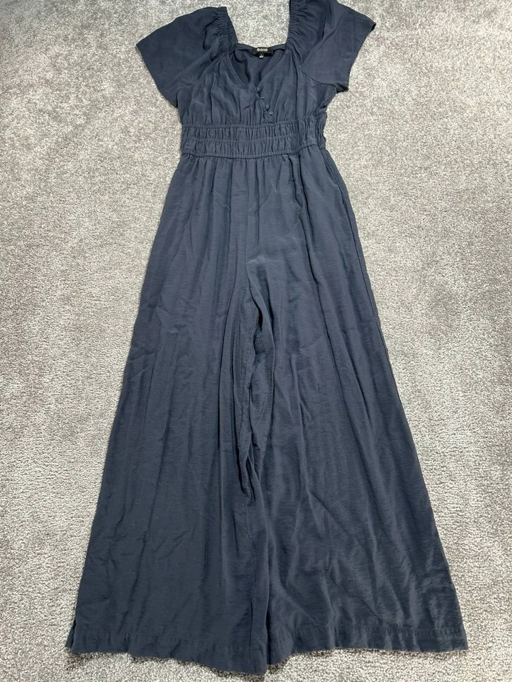 Mono Madewell Sarga Pierna Ancha Para Mujer Pequeño Azul Cintura Ajustada Mangas Flutter Foto 1 de 4