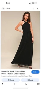 Lulus Air of Romance Maxikleid dunkelblau Neckholder formell Brautjungfer Damen Gr. S - Bild 1 von 12