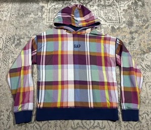 Kids Gap Logo Plaid Hoodie Size XXL Multicolor - Picture 1 of 7