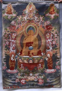 Estatuas Tibetanas Nepal Seda Bordadas Sakyamuni Buda Tara Thangka 22888 - Imagen 1 de 4