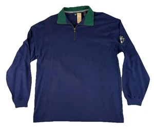 Camisa de rugby vintage Eddie Bauer Ebtek para hombre grande alta azul marino verde cremallera 1/4 - Imagen 1 de 9