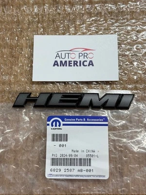 HEMI FENDER EMBLEM for 15-23 DODGE CHALLENGER CHARGER DARK GRAY BLACK OEM MOPAR - Image 1 of 3