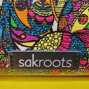 Sakroots Snap Clutch Slim Wallet 6.5" Colorful Embroidered Flowers Card Holder - Picture 1 of 12