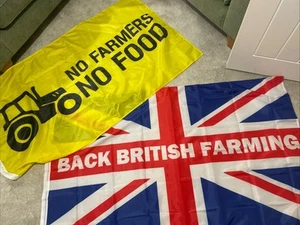 *BRAND NEW* No Farmers No Food 2 X Flags 5ft - 3ft - Famers UK Support Banner - Picture 1 of 1