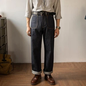 Red Tornado Vintage Men Jeans Loose Straight Fit Pants Retro Raw Denim Trousers - Picture 1 of 15