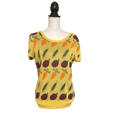 Modcloth Womens Harvest Sweater M Vegetable Novelty Fall Maximalist Boho Artsy - Image 1 of 4