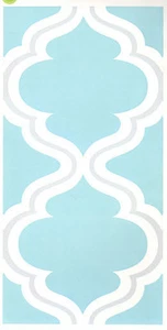 DAMAST FLIESEN Wandsticker 4 Aufkleber Schlafzimmer Dekor Backsplash Bad Blau Silber - Bild 1 von 1