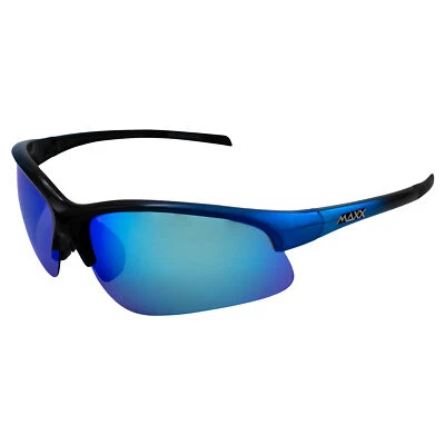 Gafas de sol deportivas Maxx Domain para golf negras y azules con lentes espejadas azules polarizadas Foto 1 de 4