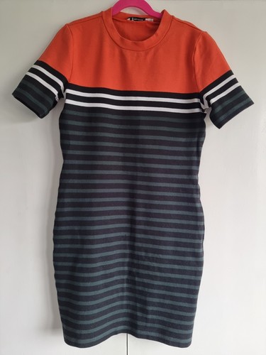 Abito T By Alexander Wang Tshirt a righe luminose verde nero arancione taglia media