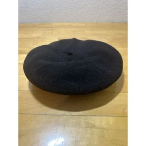 Classic Black Wool Beret with Decorative Band Bohemian Chic Headwear - Picture 1 of 7