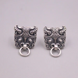 Pendientes reales de plata de ley 925 para mujer y hombre glotón pendientes de la suerte pasador 12 mm - Imagen 1 de 4