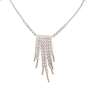 Vintage Rhinestone Necklace Wedding Bride Clear Crystal Prom Formal Y2K 90s - Picture 1 of 13