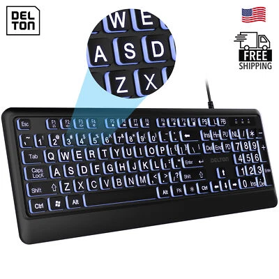 Delton KB20 Large Button/Key Keyboard with Backlight - Black - Image 1 of 4