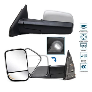Tow Mirrors For 03-08 Dodge Ram 1500 2500 3500 Power Heated+Arrow Lamp Chrome - Imagen 1 de 11