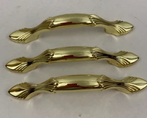 Polished Brass Drawer Pulls 3" O.C. Preowned Lot of 3 Kitchen Bathroom - Picture 1 of 6