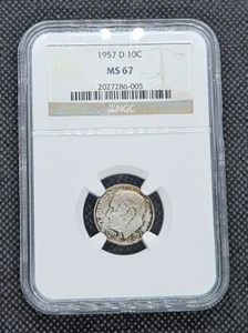 1957-D Roosevelt Dime | NGC MS67 | Nice Toning - Picture 1 of 4