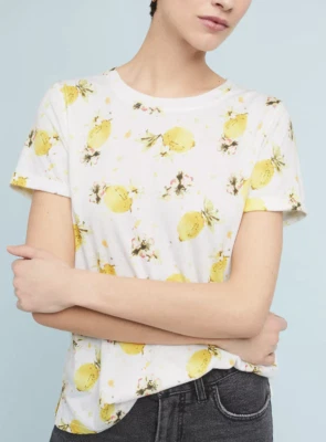 Camiseta Meadow Rue de Anthropologie Estampado Limón Manga Corta Estampada Talla Pequeña MP Foto 1 de 4