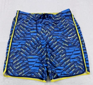 Pantalones Cortos de Natación Nike Hombres L Azul Amarillo Recortado Cordón Diamante Ripstop - Imagen 1 de 8