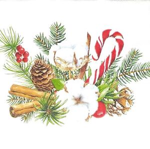 R688# 3 x Single Paper Napkins For Decoupage Christmas Decoration Candy Cinnamon