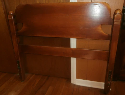 Vtg Antique Cushman Colonial Style Cannonball Twin Bed solid maple HEADBOARD Cover