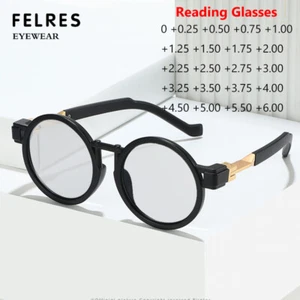 Retro Blue Light Blocking Reading Glasses Men Women Fashion Round Frame Glasses - Picture 1 of 19