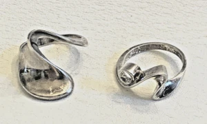 2 Anelli Artigianali Argento Sterling 925 Moderni Boho Artigianali Unici - Foto 1 di 7