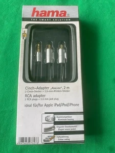 Hama RCA Jack Adapter Cable 3.5mm to 2 x RCA plugs 106332 2m gold plated - Afbeelding 1 van 4