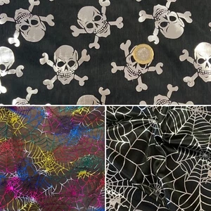 HALLOWEEN - Calaveras, Arañas, - 150 cm de ancho Disfraces, Artesanías, Decoraciones - Imagen 1 de 7