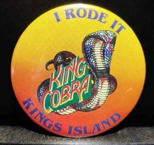 Kings Island King Cobra Rollercoaster Pinback Button Pin Amusement Park Souvenir - Picture 1 of 1