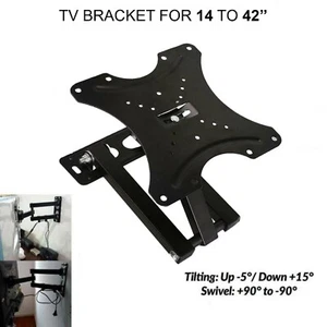 Full Motion TV Wall Bracket Mount Swivel Tilt 14 16 18 26 32 40 42 Inch LED LCD - Picture 1 of 9
