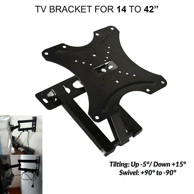 Full Motion TV Wall Bracket Mount Swivel Tilt 14 16 18 26 32 40 42 Inch LED LCD - Image 1 of 4