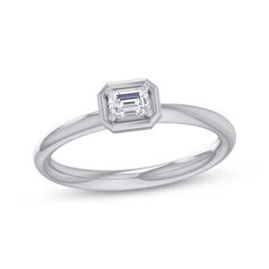 1/4 cttw Lab-Created Emerald-Cut Diamond Solitaire Engagement Ring In 925 Silver - Picture 1 of 10