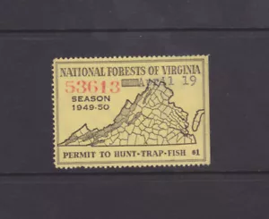 State Hunting/Fishing Revenues - VA - 1949 National Forest Stamp ($1) - Used - Picture 1 of 1
