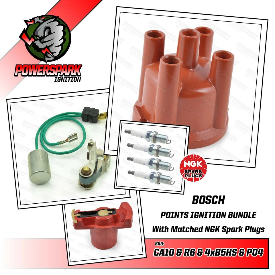 VW Beetle Cap Rotor Arm Points and Condenser plus NGK B5HS Plugs VW T1 T2 1.6 - Image 1 of 4