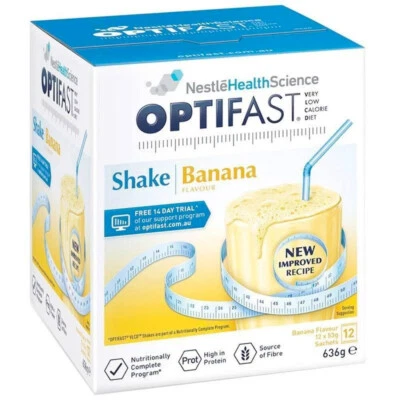 Optifast VLCD Banana Weight Loss Shake - 12 x 53g Sachets High Protein Fibre — 第 1/3 张图片