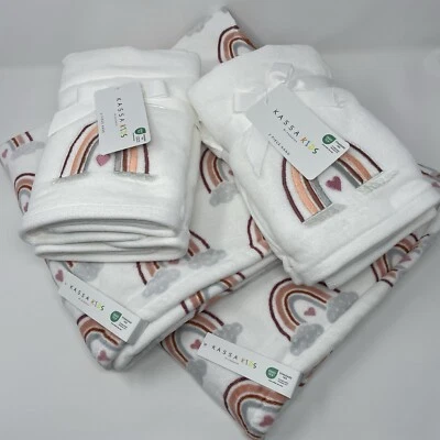 Kassa Kids Kassatex 2 Bath 4 Hand Towels Rainbow/Hearts, Kids Bathroom Set - Image 1 of 4