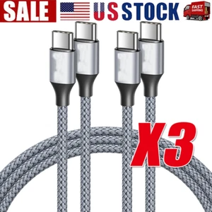 60W USB-C to USB-C Cable Fast Charger TypeC PD Nylon Cord For iPhone 15 Samsung - Picture 1 of 8