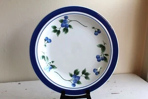LL Bean Blueberry Ceramic Dinner Plate 11 in with Underside Chip Blue White - Picture 1 of 9