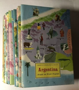 3 American Geographical Society Around Wrld Prgramm Bklt Set 12 Bücher Karte 1956-60 - Bild 1 von 11