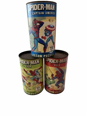 3 Marvel Spiderman W/ Thor, Captain America & Hulk 1974 Marvel Jigsaw Puzzle - Image 1 of 4