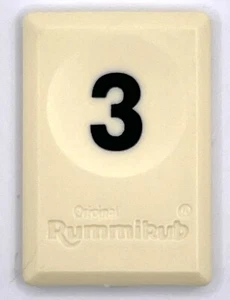 Rummikub Tile Black 3 Game Replacement Smooth Number Engraved Back Pressman - Picture 1 of 2