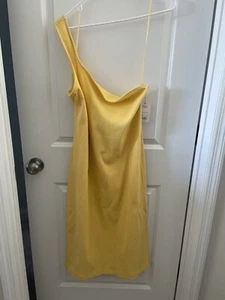 Nine West Women's Dress 0XL Yellow One Shoulder Strap Ribbed Plus Spring Summer - Picture 1 of 4