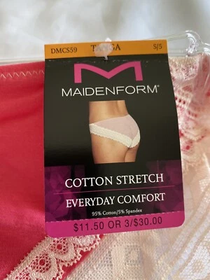 Maidenform 棉弹力 Tanga 风格 DMCS59 尺寸 S 5 - 粉红色 - 全新 — 第 1/4 张图片