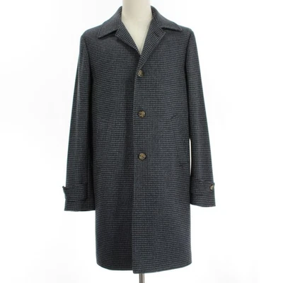 Eleventy NWOT Overcoat Size 52 (US L) in Blue & Gray Houndstooth Wool Blend - Image 1 of 4