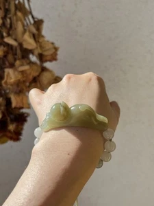 Unico - Bracciale intrecciato a mano con ciondolo gatto fortunato giada hetiana intagliato a mano - Foto 1 di 10