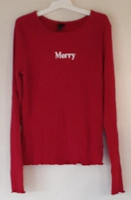 Art Class Girls Embroidered 'MERRY' Shirt Red Christmas Ruffle Sleeve XL - Image 1 of 4