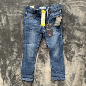 NUEVO CON ETIQUETAS - Pantalones de mezclilla ajustados Revery Kids Stassi Roll Cuff azules tiro medio niñas 3T - Imagen 1 de 15